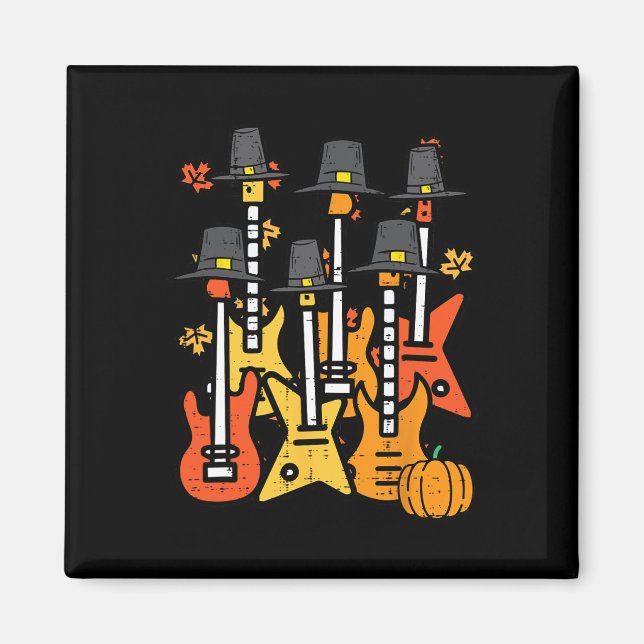 Thanksgiving Guitars Fall Rock Music Riocker Men B Magnet (Front)