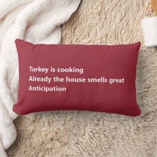Thanksgiving Haiku Poem Minimal Burgundy Red Lumbar Pillow