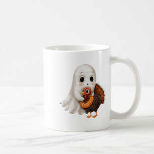 Thanksgiving Halloween Cute Ghost And Turkey Frien Coffee Mug