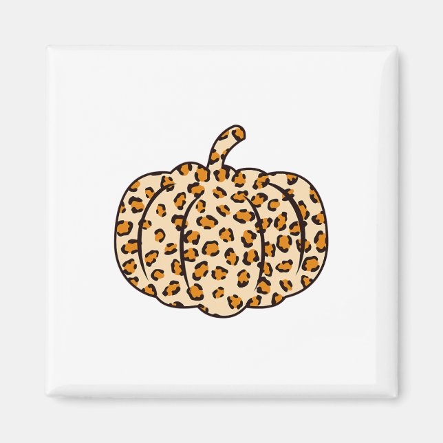 Thanksgiving Halloween Fall animal Leopard Pumpkin Magnet (Front)