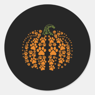 Thanksgiving Halloween Fall Cute Paws Pumpkin Pet  Classic Round Sticker