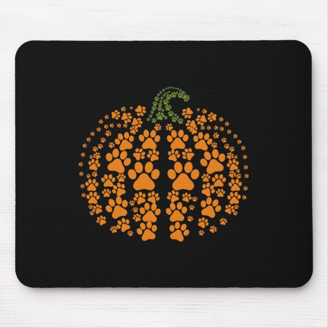 Thanksgiving Halloween Fall Cute Paws Pumpkin Pet  Mouse Pad (Front)
