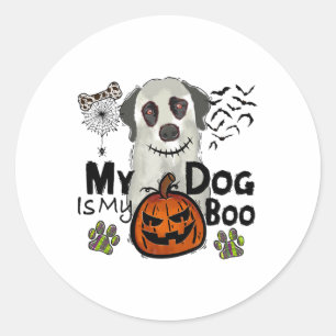 Thanksgiving Halloween Fall My Dog Is My Boo Paw P Classic Round Sticker