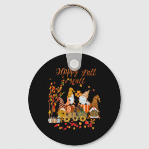 Thanksgiving Happy Fall Yall Gnome Leopard Keychain