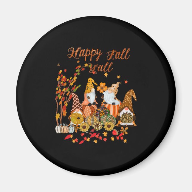 Thanksgiving Happy Fall Yall Gnome Leopard Magnet (Front)