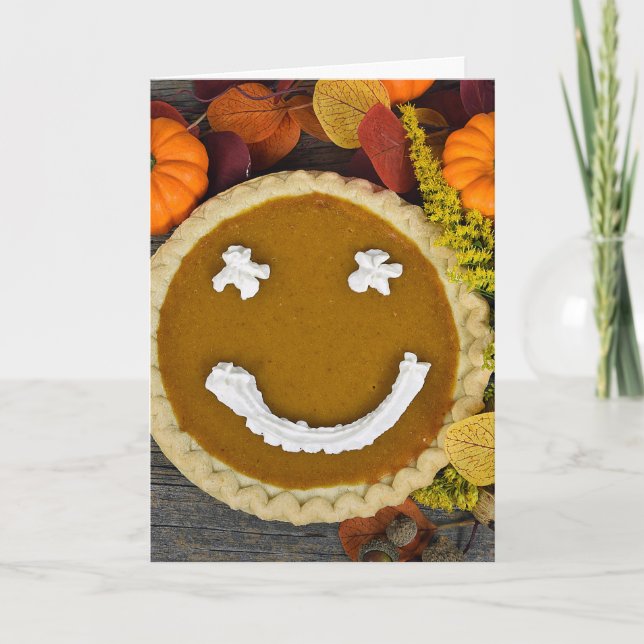 Thanksgiving Happy Pumpkin Pie Holiday Card (Front)