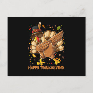 Thanksgiving-Happy Thanksgiving Dabbing Turkey Invitation Postcard