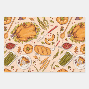 Thanksgiving Happy Turkey Day pattern gift Wrapping Paper Sheet