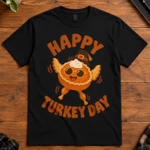 Thanksgiving Happy Turkey Day Pumpkin Pie Art T-Shirt