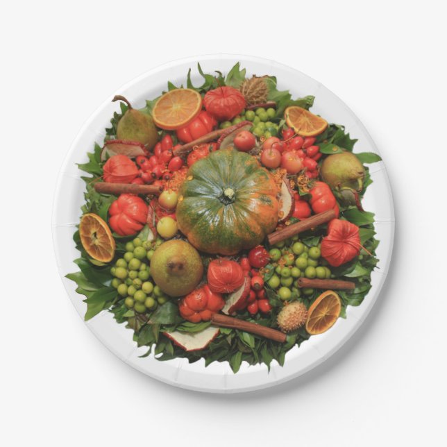 Thanksgiving Harvest Collection Paper Plate (Front)