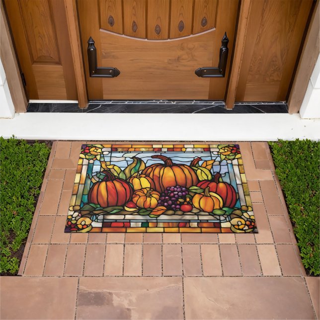 Thanksgiving Harvest, Decorative Stained Glass, Doormat (Outdoor)