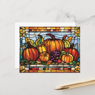 Thanksgiving Harvest, Decorative Stained Glass, Postcard