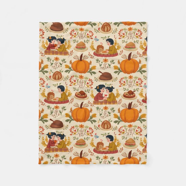 Thanksgiving Harvest Fleece Blanket (Front)