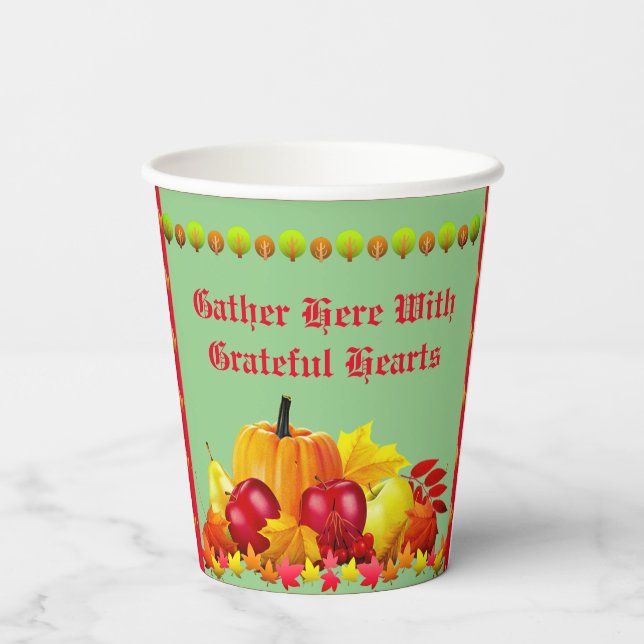 Thanksgiving Harvest Paper Cups (Back)