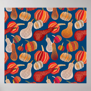 Thanksgiving Harvest: Pumpkin Vintage Art Poster