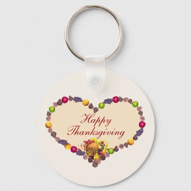 Thanksgiving Heart and Cornucopia Keychain (Front)