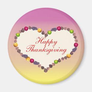 Thanksgiving Heart - Pink and Yellow Magnet