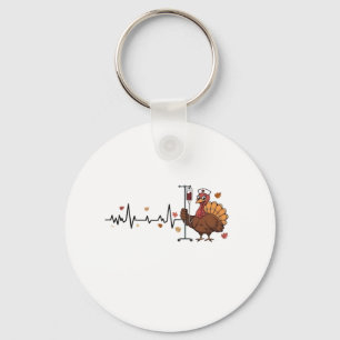 Thanksgiving Heartbeat Turkey Nurse Pulse Fall RN Keychain