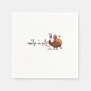 Thanksgiving Heartbeat Turkey Nurse Pulse Fall RN  Napkin