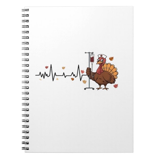 Thanksgiving Heartbeat Turkey Nurse Pulse Fall RN  Notebook (Front)