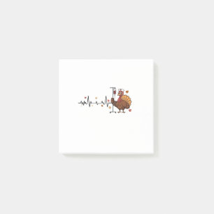 Thanksgiving Heartbeat Turkey Nurse Pulse Fall RN Post-it Notes