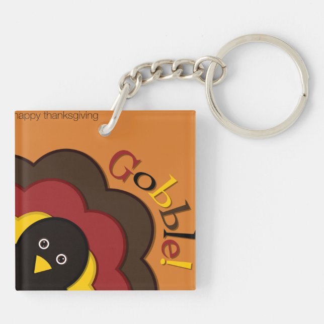 Thanksgiving hiding turkey keychain (Back)