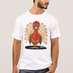 Thanksgiving Hockey Funny Turkey Boys Men T-Shirt