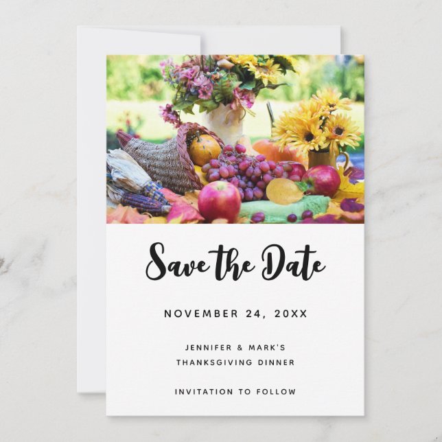 Thanksgiving Holiday Autumn Harvest Table Save The Date (Front)