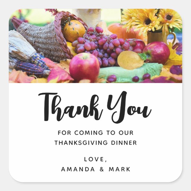 Thanksgiving Holiday Autumn Harvest Table Square Sticker (Front)