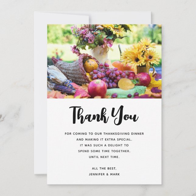 Thanksgiving Holiday Autumn Harvest Table Thank You Card (Front)