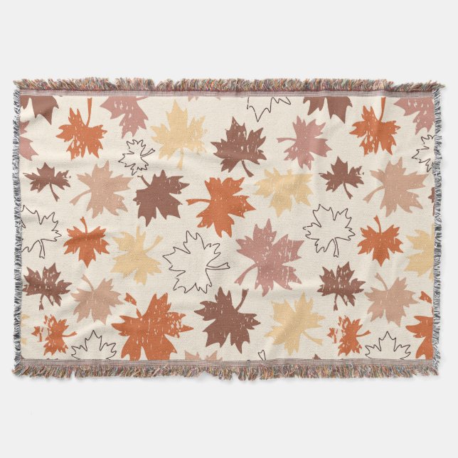 Thanksgiving holiday design, autumn maple leaves throw blanket (Front)