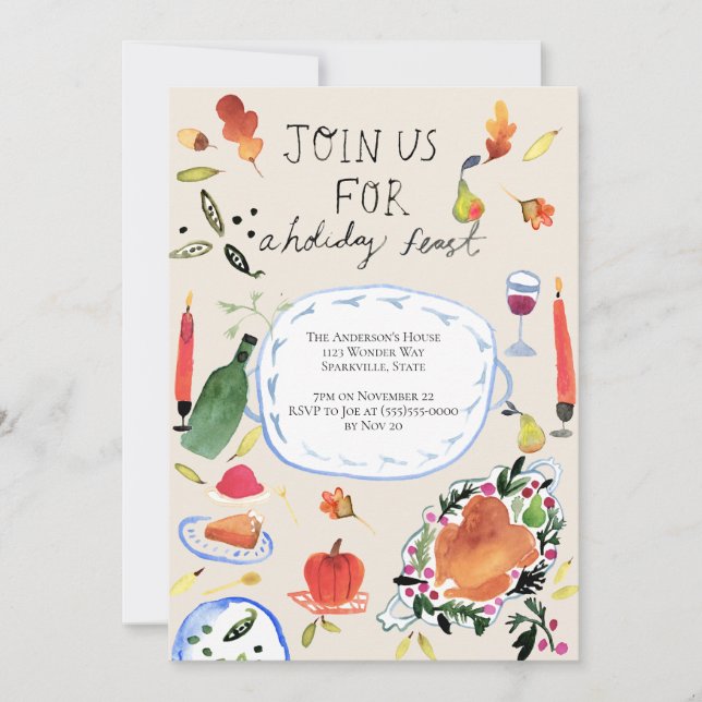 Thanksgiving Holiday Dinner Invitation (Front)