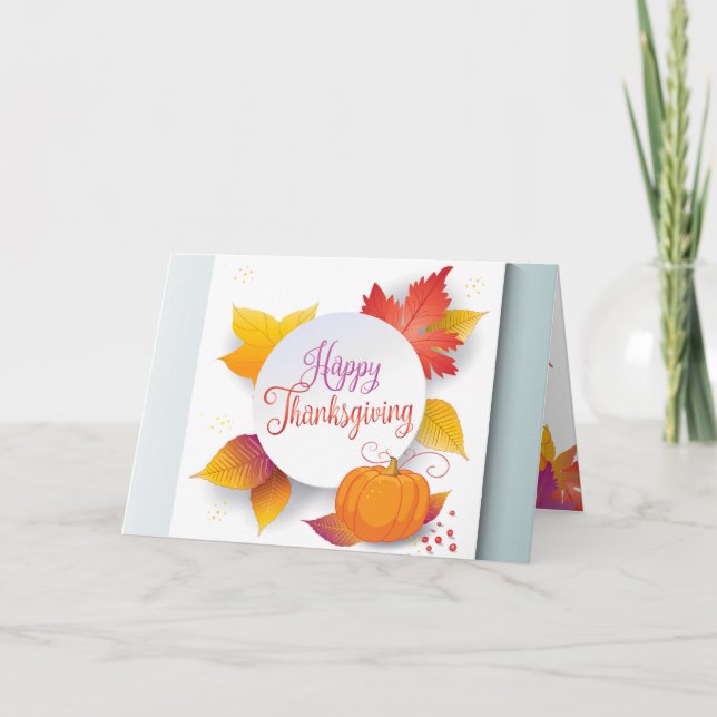 Thanksgiving Holiday Fall Gold Maple Leaves Decor Card (Front)