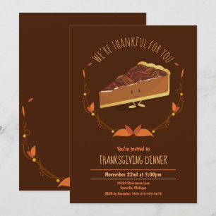 Thanksgiving Holiday Happy Pecan Pie Invitation