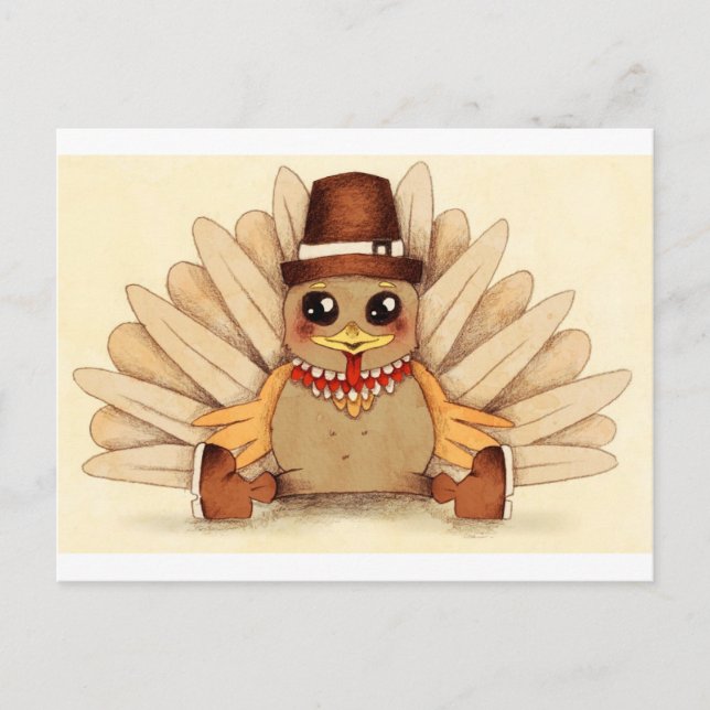 Thanksgiving Holiday Turkey Pilgrim Art Drawing (Front)