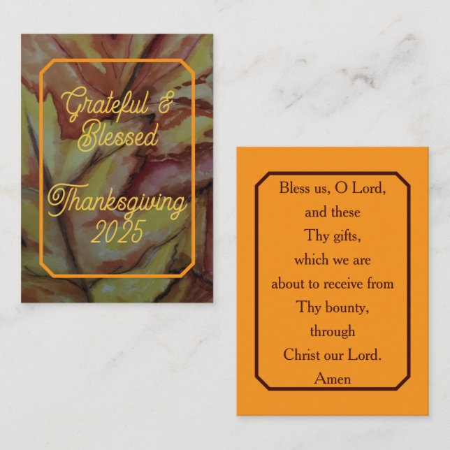 Thanksgiving Holy Card – “Bless Us, O Lord”  (Front/Back)