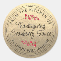 Thanksgiving Homemade Cranberry Sauce Gold