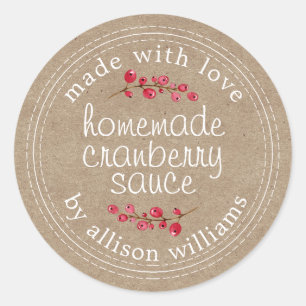 Thanksgiving Homemade Cranberry Sauce Kraft  Classic Round Sticker
