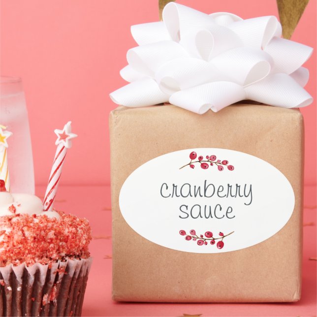 Thanksgiving Homemade Cranberry Sauce  Oval Sticker (Party)