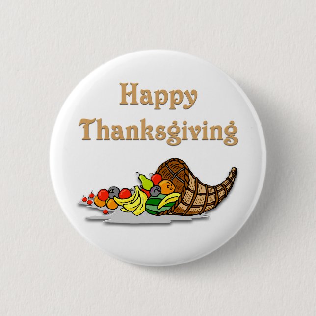 Thanksgiving Horn of Plenty 2 Inch Round Button (Front)