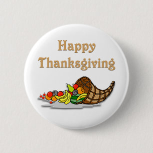Thanksgiving Horn of Plenty 2 Inch Round Button