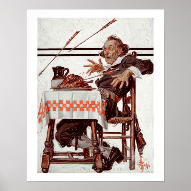 Thanksgiving Humorous Vintage Art Poster (Front)