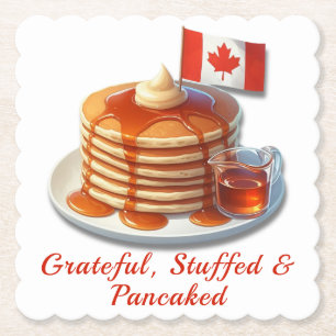 Thanksgiving Humour Canada Maple Pancakes & Fall Paper Coaster