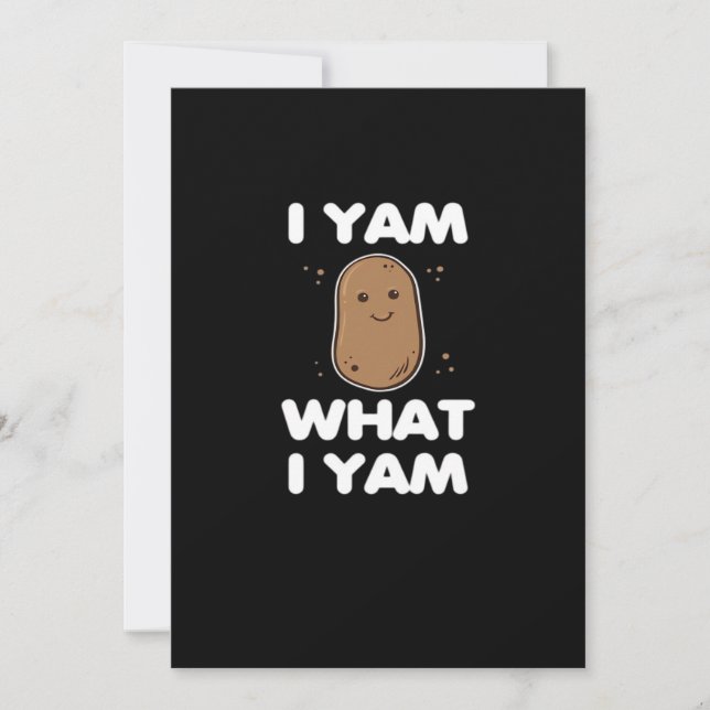 Thanksgiving I Yam What I Yam Funny Fall Classic Holiday Card (Front)