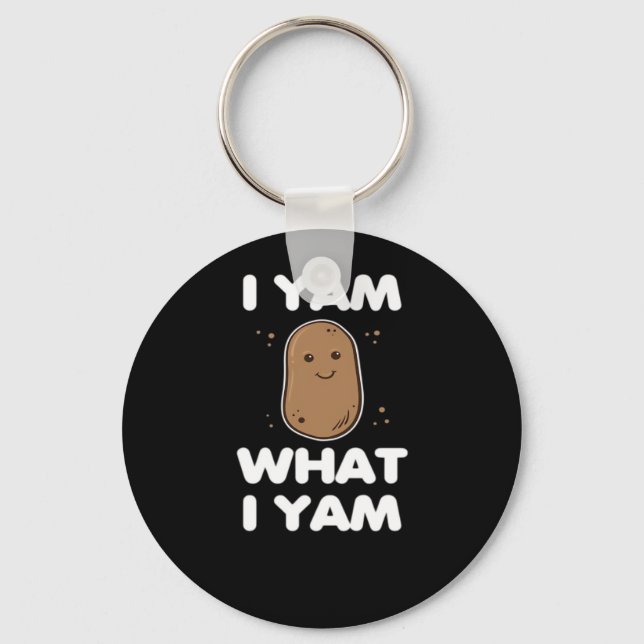 Thanksgiving I Yam What I Yam Funny Fall Classic Keychain (Front)