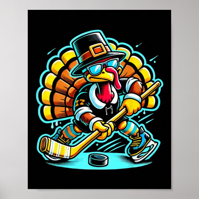 Thanksgiving Ice Hockey Turkey Day Fall  Poster (Front)