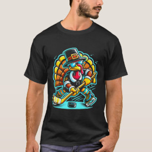 Thanksgiving Ice Hockey Turkey Day Fall T-Shirt