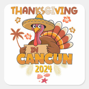 Thanksgiving in Cancun Tropical Holiday Square Sticker