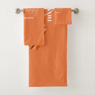 Thanksgiving in Orange  Bath Towel Set