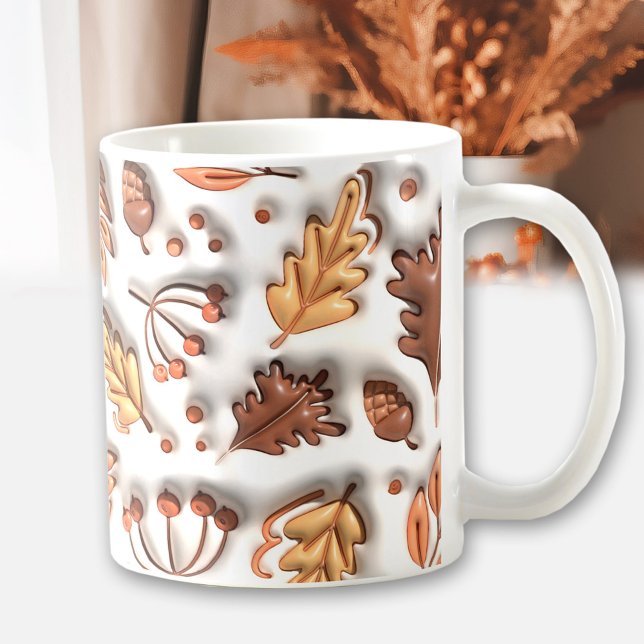 Thanksgiving Inflated Fall Autumn Leaves Acorn Coffee Mug (Thanksgiving Inflated Fall Autumn Leaves Acorn Coffee Mug)